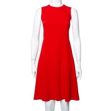 مملوكة مسبقًا Joseph Red Crepe Paneled Skater Dress S