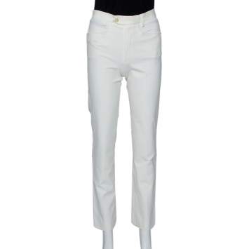Pre Owned Joseph Cream Stretch Cotton Straight Leg Pants XS