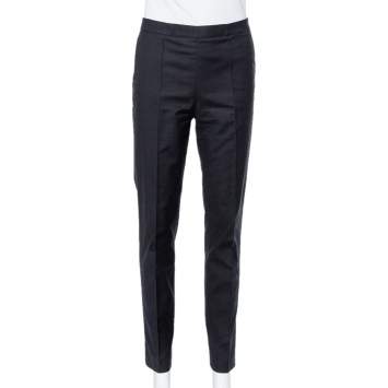 Pre Owned Joseph Black Cotton Paneled Tapered Leg Pants M