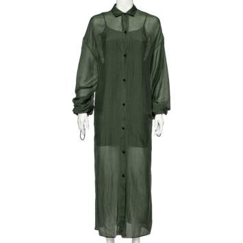 Pre Owned Joseph Dark Green Cotton And Silk Sina Dress M
