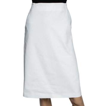 Pre Owned Joseph White Glittered Cotton Knee Length Skirt M