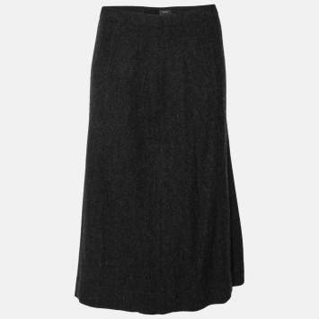 Pre Owned Joseph Grey Patterned Wool Side Slit Detailed Skirt M