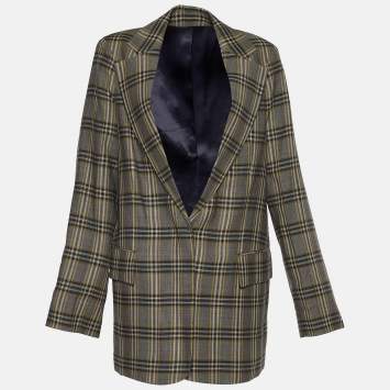 Pre Owned Joseph Grey Gemina Checked Wool Single Breasted Blazer M