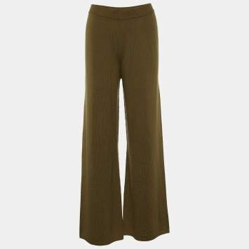 Pre Owned Joseph Khaki Green Mongolian Cashmere Knit Pants L