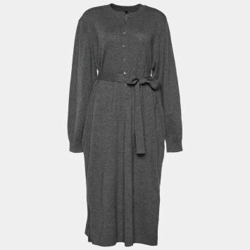 Pre Owned Joseph Grey Wool Long Sleeve Dress XL