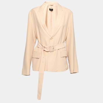 Pre Owned Joseph Beige Silk Belted Single-Breasted Jacket M