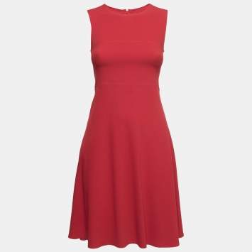 Pre Owned Joseph Red Crepe Paneled Skater Dress S 