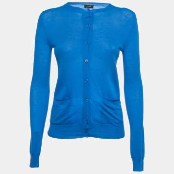 Pre Owned Joseph Blue Cashmere Button Front Cardigan S