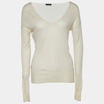 Pre Owned Joseph Cream Cashmere V-Neck Sweater L