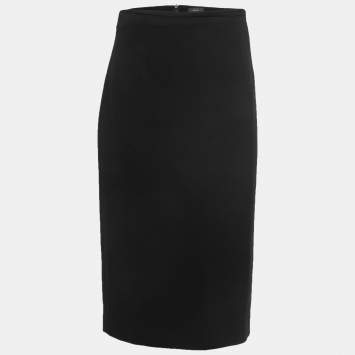 Pre Owned Joseph Black Crepe Midi Pencil Skirt L