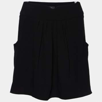 Pre Owned Joseph Black Crepe Pleated Aceline Mini Skirt M
