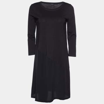 مملوكة مسبقًا Joseph Black Jersey & Silk Paneled Olivia Mini Dress M