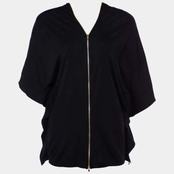 Pre Owned Joseph Black Wool Interlock Zip Detail Kinx Sweater L
