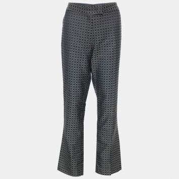 Pre Owned Joseph Black & Green Cravatte Jacquard Duke Trousers L