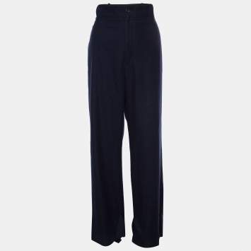 Pre Owned Joseph Navy Blue Light Felt Birkeland Trousers M