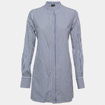 Pre Owned Joseph Blue Striped Cotton Back Tie Detail Shirt M
