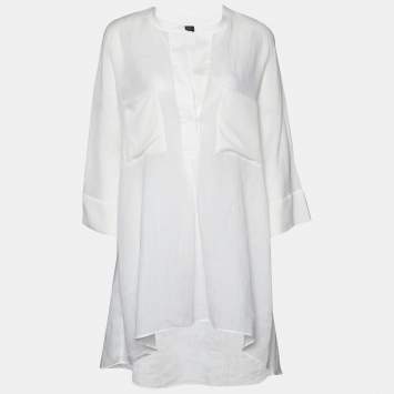 Pre Owned Joseph White Ramie & Silk Heather Tunic L