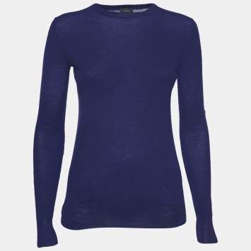 Pre Owned Joseph Navy Blue Cashmere Knit  Crew Neck Sweater M
