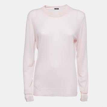 Pre Owned Joseph Light Pink Cashmere Knit Crew Neck Long Sleeve Top XL