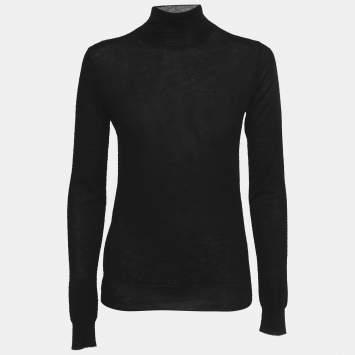 Pre Owned Joseph Black Semi-Sheer Cashmere Knit Turtleneck Jumper M