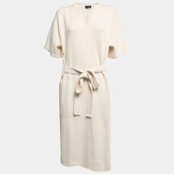 Pre Owned Joseph Cream Cashmere Belted Long Felicie Sweater XS