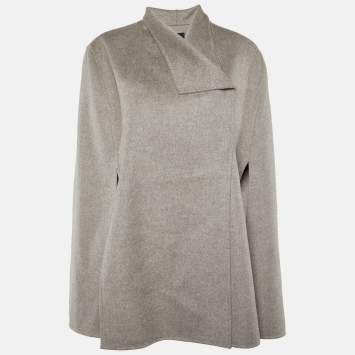 Pre Owned Joseph Taupe Brown Cashmere Blend Cape M