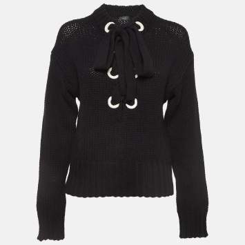 Pre Owned Joseph Black Cashmere Knit Tie-Up Sweater M