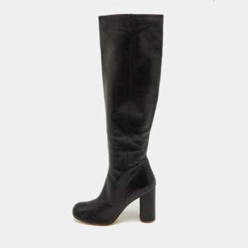 Pre Owned Joseph Black Leather knee Length Boots Size 40