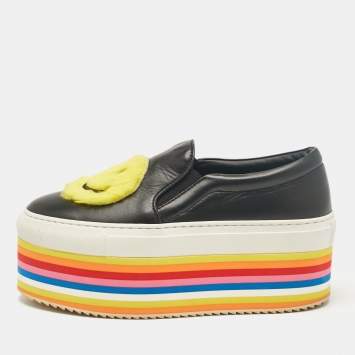Pre Owned Joshua Sanders Black Leather Slip On Sneakers Size 36