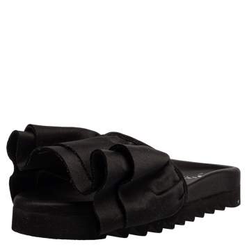 Pre Owned Joshua Sanders Black Satin Ruffle Slide Sandals Size 39