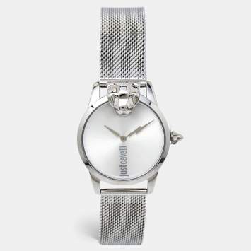 Pre Owned Just Cavalli Silver Stainless Steel JC1L057M0355 Women's Wristwatch 32 mm 