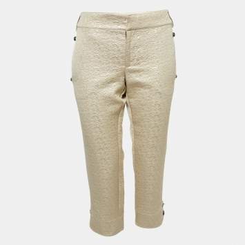 Pre Owned Just Cavalli Gold Jacquard Pants L