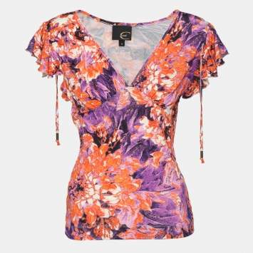 Pre Owned Just Cavalli Multicolor Printed Jersey Top S