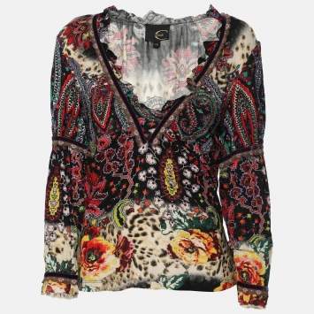Pre Owned Just Cavalli Multicolor Viscose Blend Top L