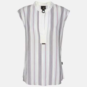 Pre Owned Just Cavalli Multicolor Striped Cotton Top XL