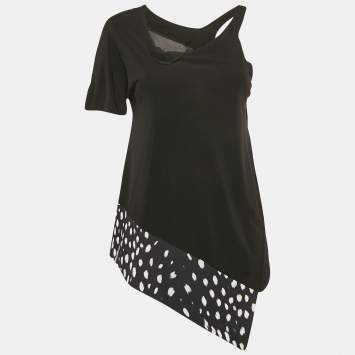 Pre Owned Just Cavalli Black Jersey Asymmetric Top M