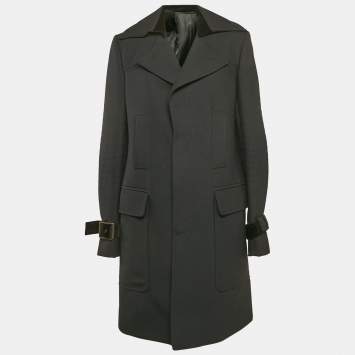Pre Owned Just Cavalli Black Velvet Trim Wool Gabardine L