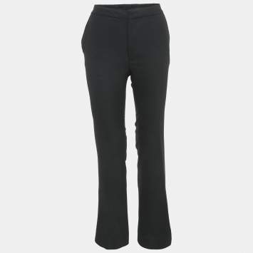Pre Owned Just Cavalli Black Crepe Wool Formal Trousers S