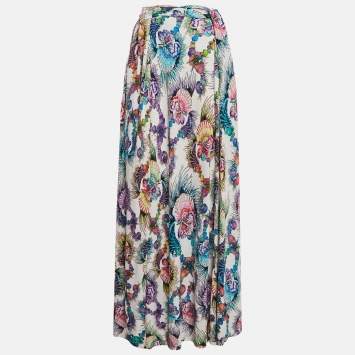Pre Owned Just Cavalli Multicolor Shell Print Jersey Maxi Skirt M