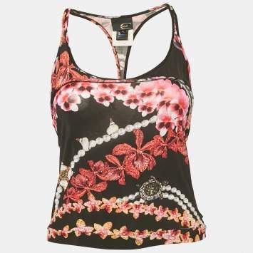 Just Cavalli Multicolor Printed Jersey Racer Back Top S