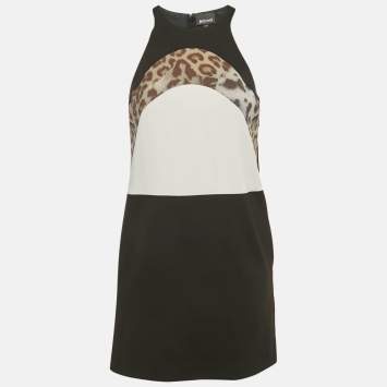 Pre Owned Just Cavalli Black Jersey Panel Detail Sleeveless Mini Dress XS