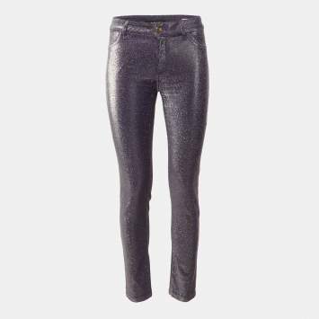 Pre Owned Just Cavalli Purple Metallic Denim Just Chic Jeggings M/Waist 28.5"