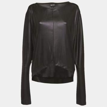 Pre Owned بلوزة جاست كافالي جيرسيه مطلي أزرق بأكمام طويلة مقاس وسط - ميديوم