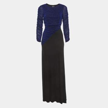 مملوكة مسبقًا Just Cavalli Blue Lurex Knit and Jersey Maxi Dress M