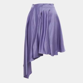 Pre Owned Just Cavalli Purple Satin Asymmetric Skirt M