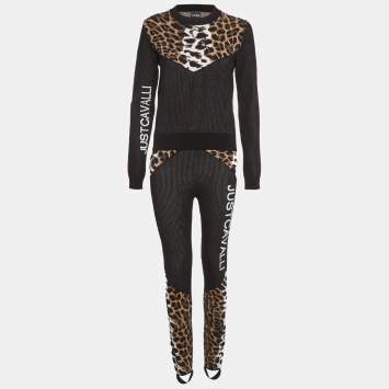 Pre Owned Just Cavalli Color Block Knit Sweater & Pant Set L