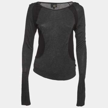 Pre Owned Just Cavalli Grey/Black Jersey Long sleeve Top L