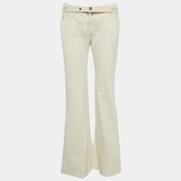 Pre Owned Just Cavalli Cream Denim Wide Leg Jeans M/Waist 29"
