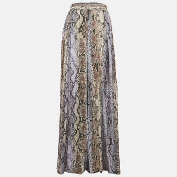 مملوكة مسبقًا Just Cavalli Multicolour Snakeskin Print Cotton Palazzo Pants M