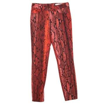 Pre Owned Just Cavalli Red Python Printed Denim Skinny Jeans S